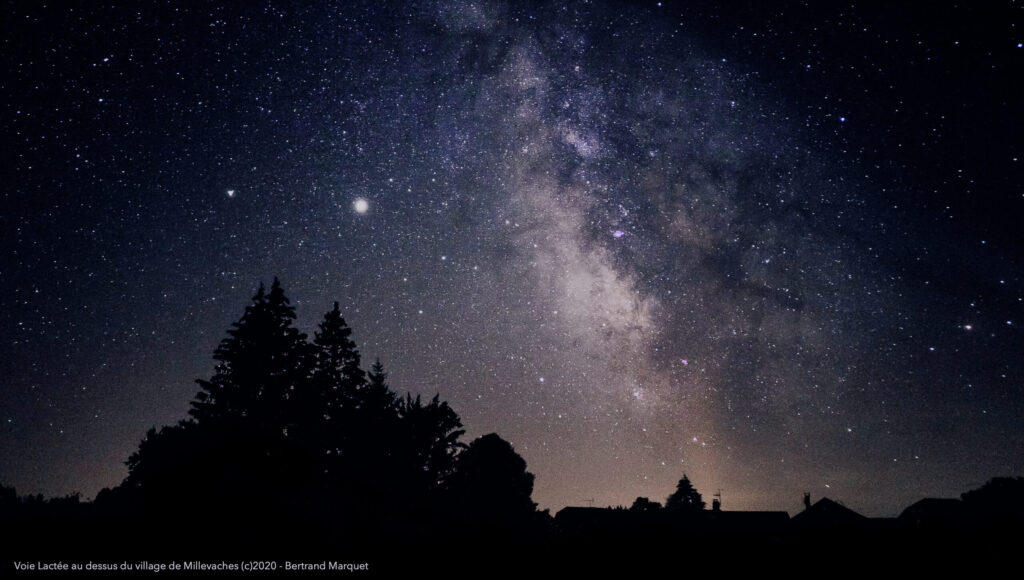 Ciel étoilé avec voie lactée et forêt - Agrandir l'image, fenêtre modale